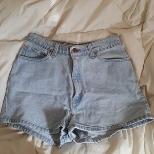 High waisted light wash vintage Levi's shorts