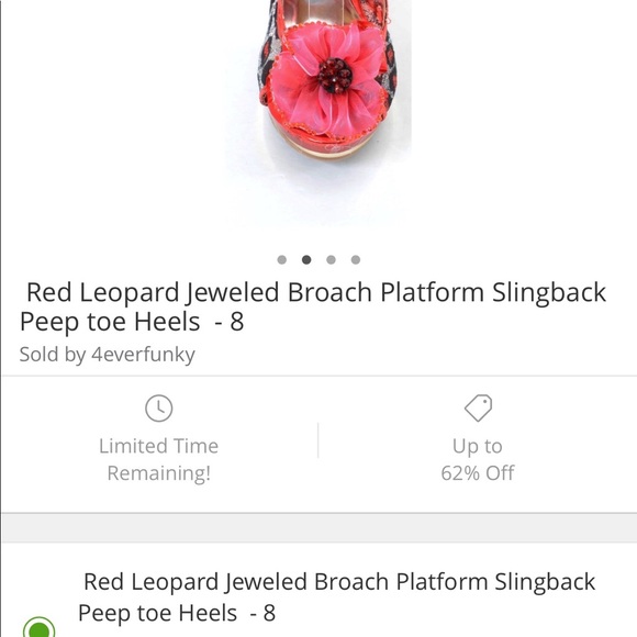 Red Leopard Stiletto Platform Heels, Size 8 - Picture 3 of 4