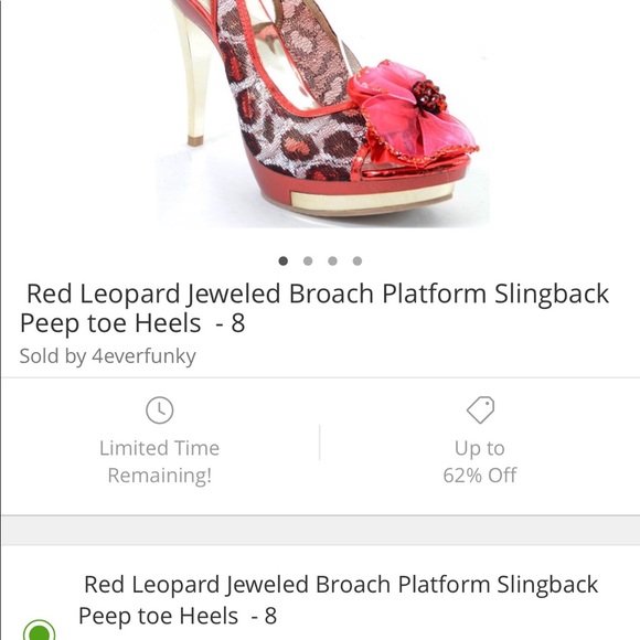 Red Leopard Stiletto Platform Heels, Size 8 - Picture 4 of 4