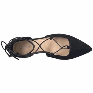 Calvin Klein Haide pointed black lace up flat 9