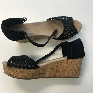 TOMS black wedge sandals