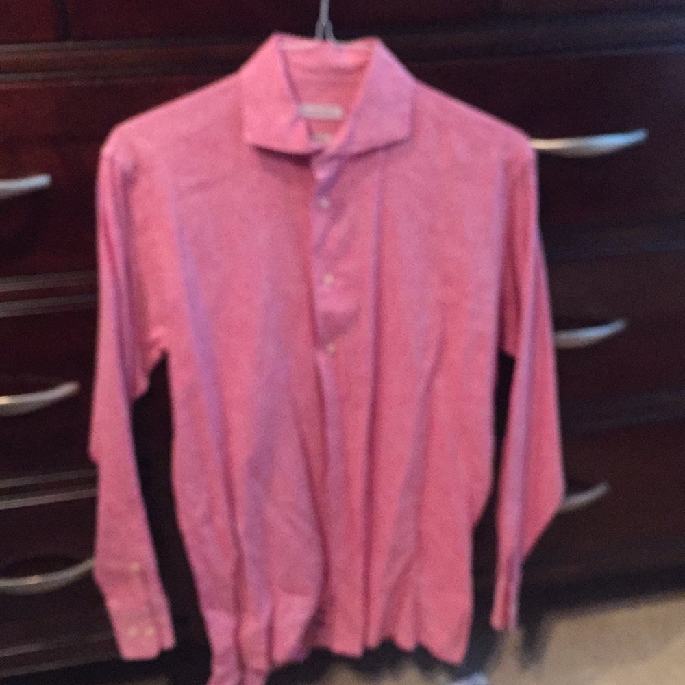 Isaac Mizrahi Pink Button Up Shirt Large