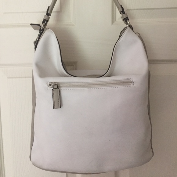 David Jones Paris Lg. White Taupe Faux Leat. Purse - Picture 2 of 8