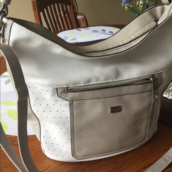 David Jones Paris Lg. White Taupe Faux Leat. Purse - Picture 3 of 8