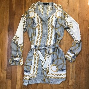 Silk shirtdress with print