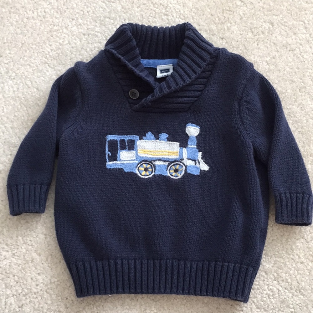 Janie and Jack Navy Train Sweater