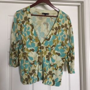 Gap Floral Blue/Green Cardigan, Size L