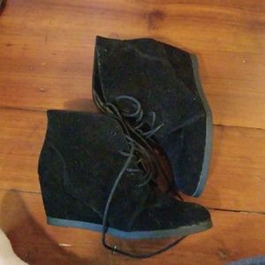 Black wedge booties
