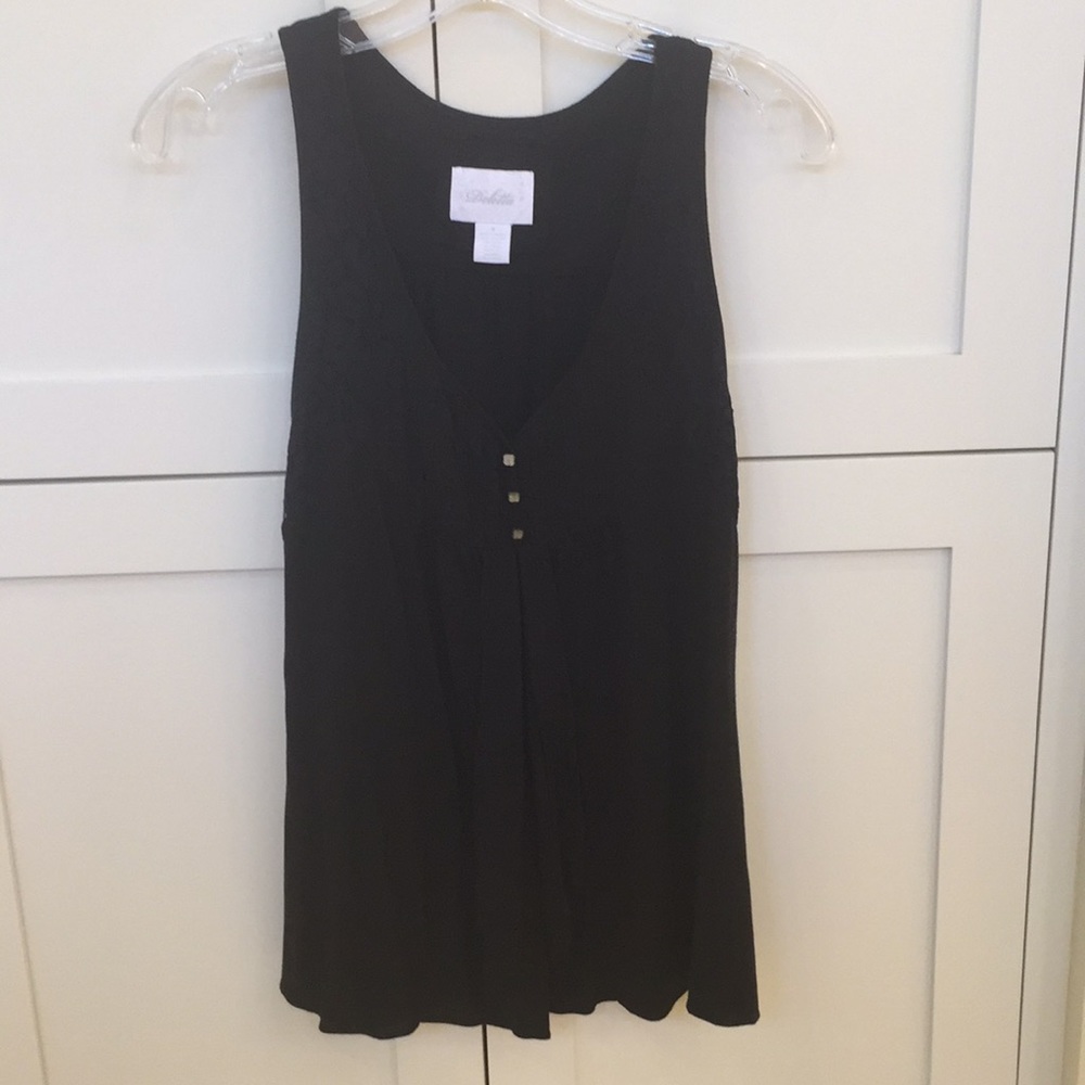 Anthropologie "Deletta" Black Lace Trimmed Tunic