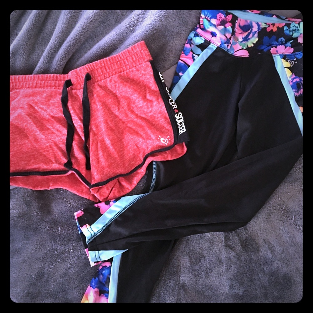 Justice workout shorts and yoga pants