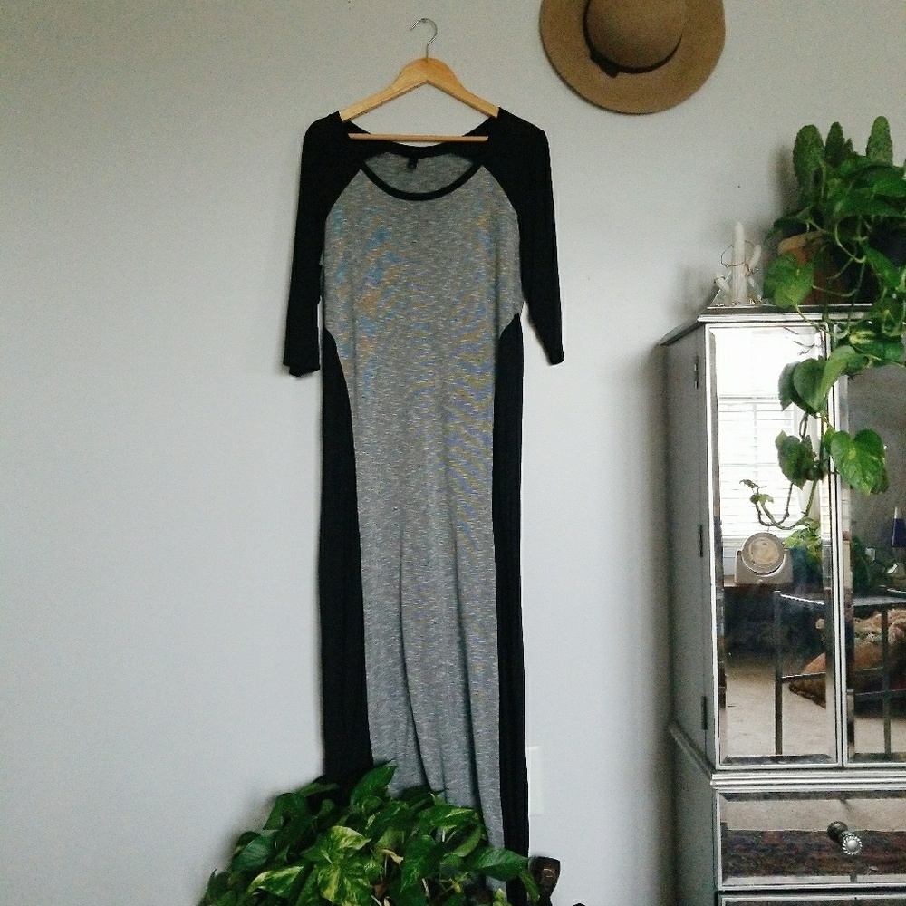 Mossimo Baseball Tee Maxi Dress Black/Grey Size L