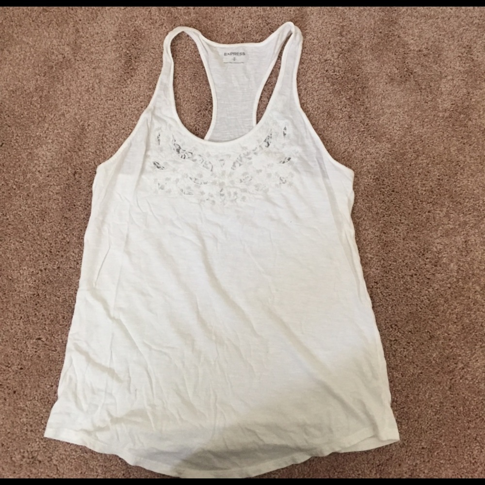Racerback white tank with front design