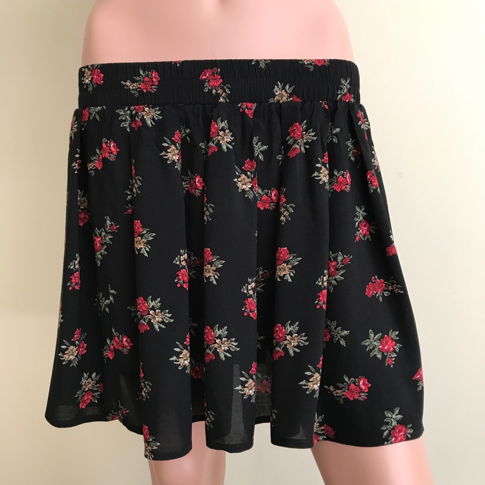 Brandy Melville Black with Red Floral Skirt