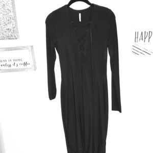 Black lace up dress