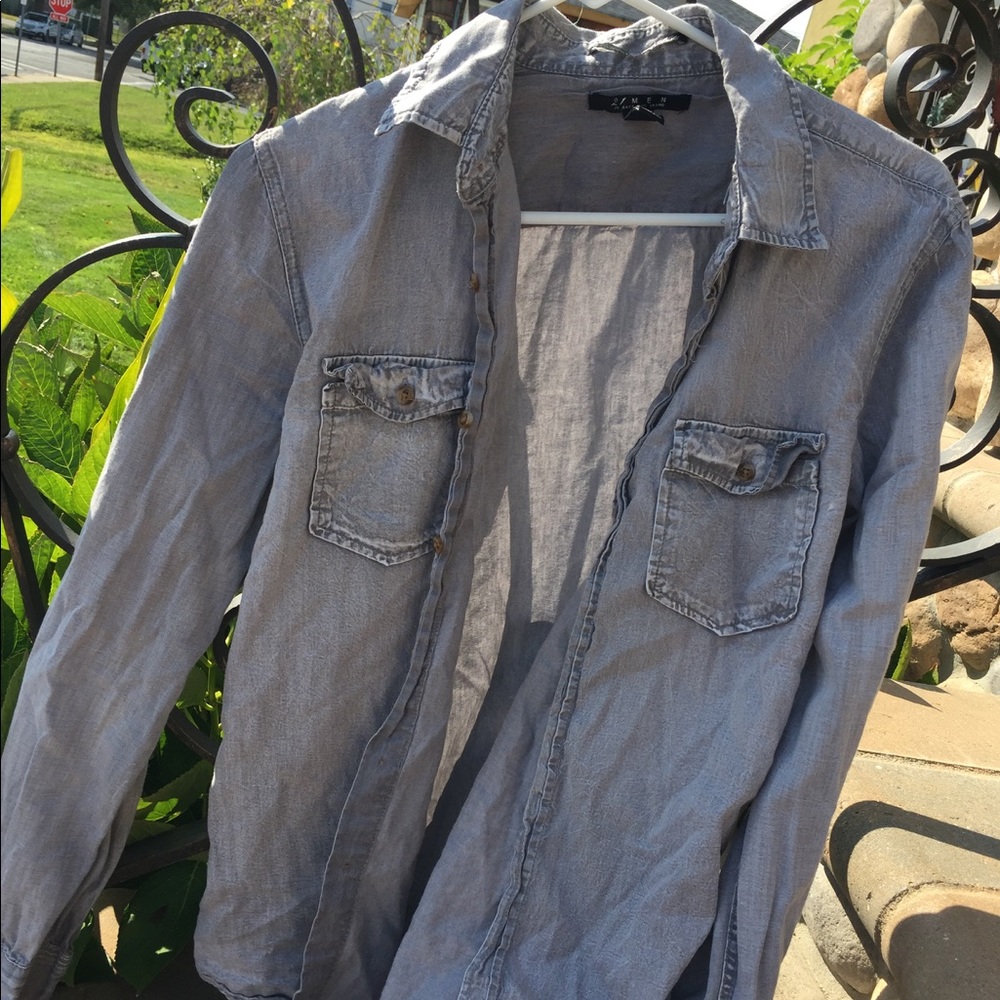 21 Men Grey Button Down Shirt