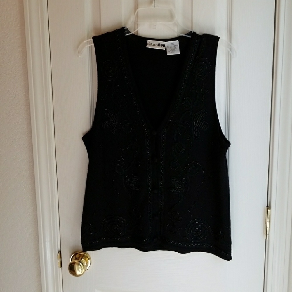 DELORES BELL BLACK EMBELLISHED VEST SZ S
