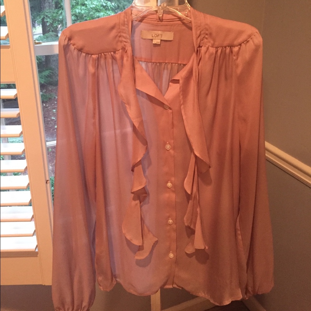 Loft sheer blush work blouse