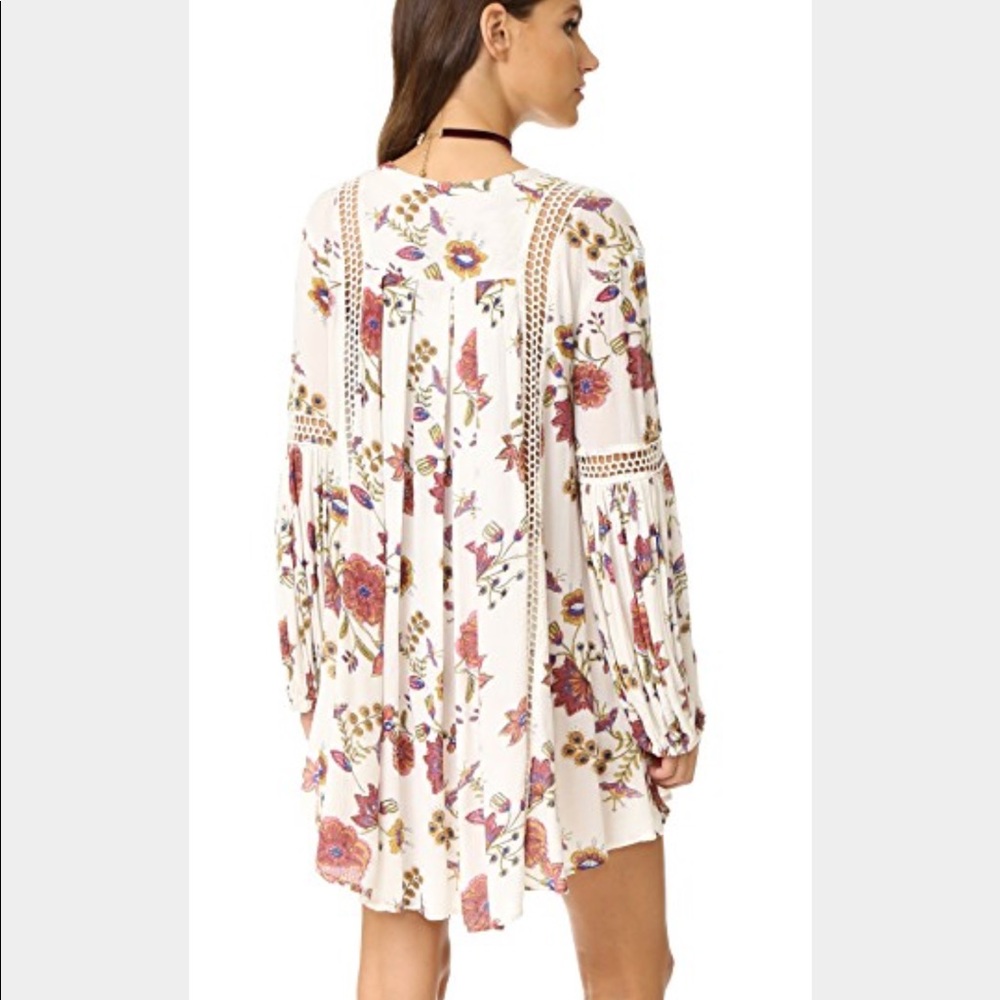 Free People floral crochet tunic dress long sleeve - Picture 5 of 8