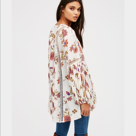 Free People floral crochet tunic dress long sleeve - Picture 6 of 8