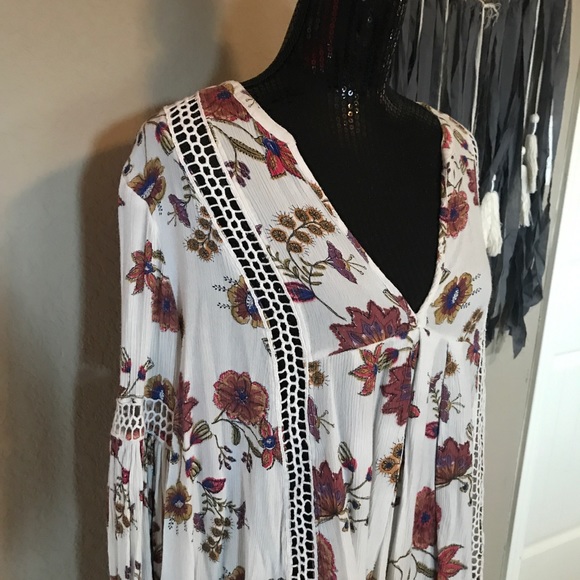 Free People floral crochet tunic dress long sleeve - Picture 8 of 8