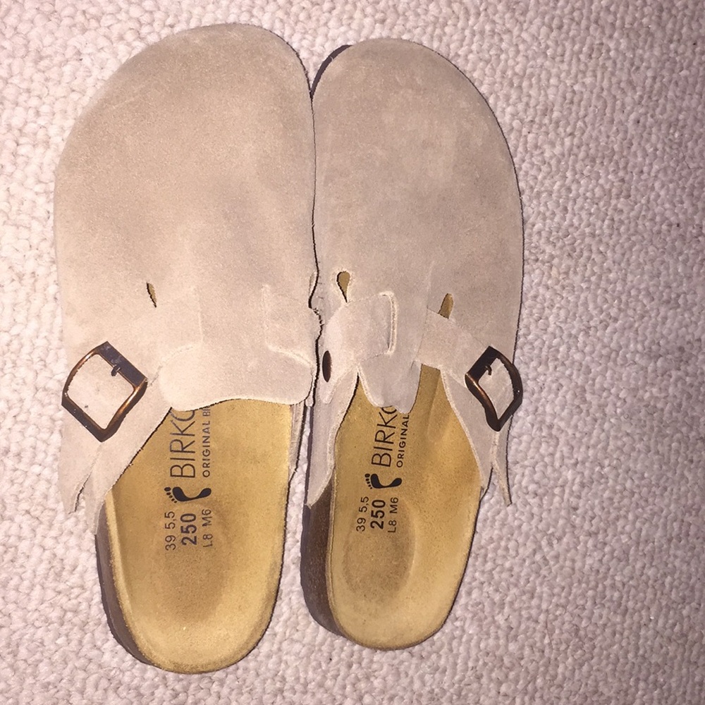 Taupe Suede Birko Premium Clogs By Birkenstock