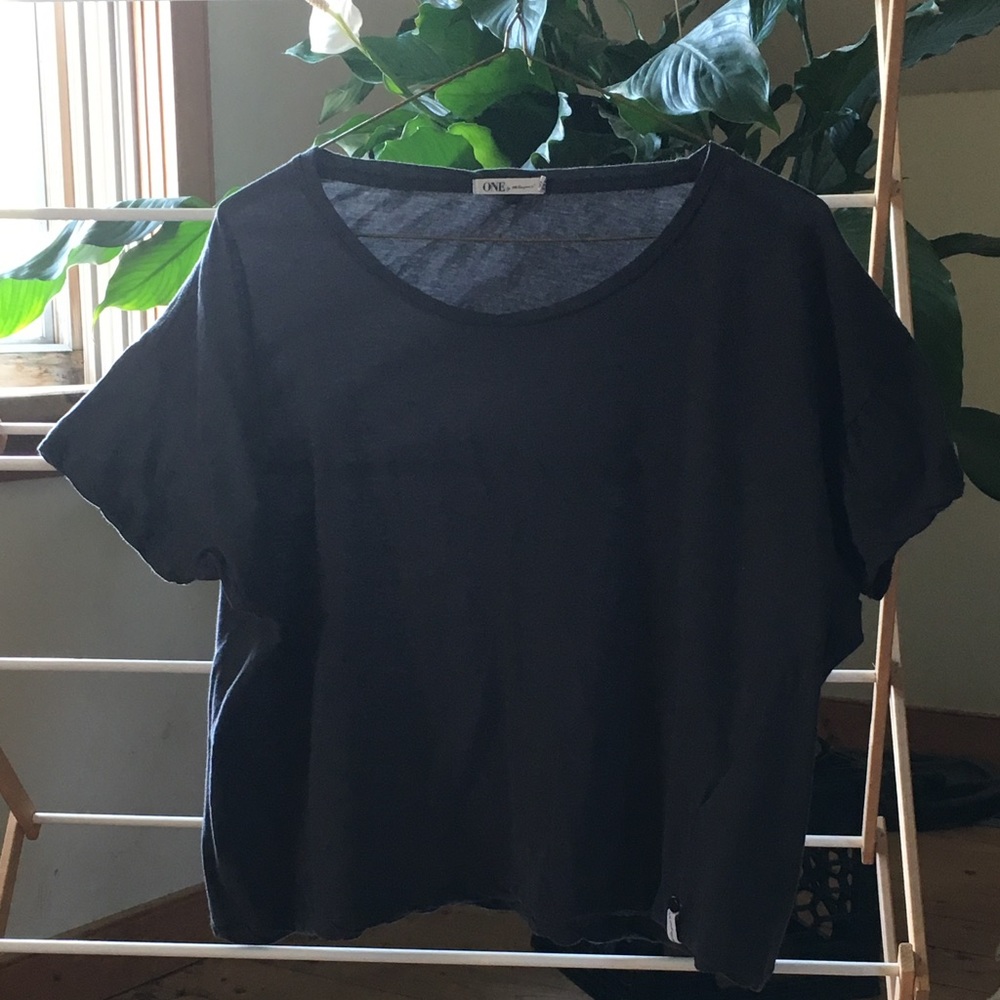 One Teaspoon Boxy Crop T-Shirt Charcoal Gray XS
