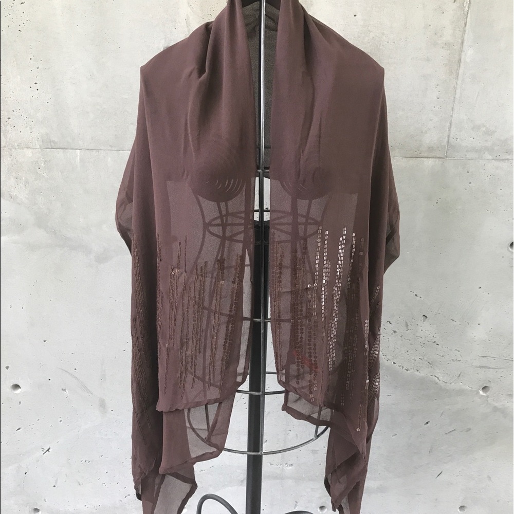 Beautiful Anne Klein brown sequenced wrap