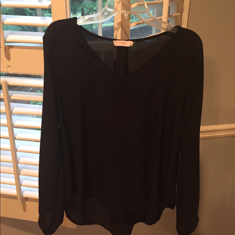 Nordstrom black basic long sleeve blouse