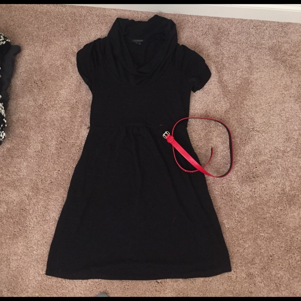 Black shirt sleeve sweater dress