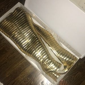 Gold thigh high boot/heels