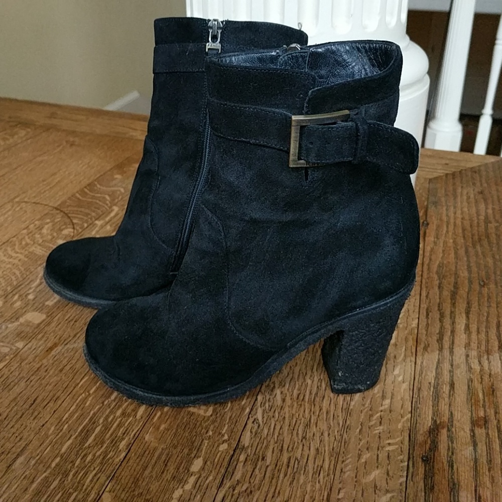 Fendi black suede ankle boots