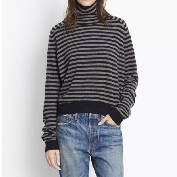 Vince Womens Brenton Stripe Cashmere Sweater