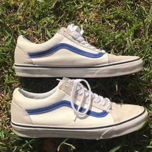 White Canvas on White Suede Vans