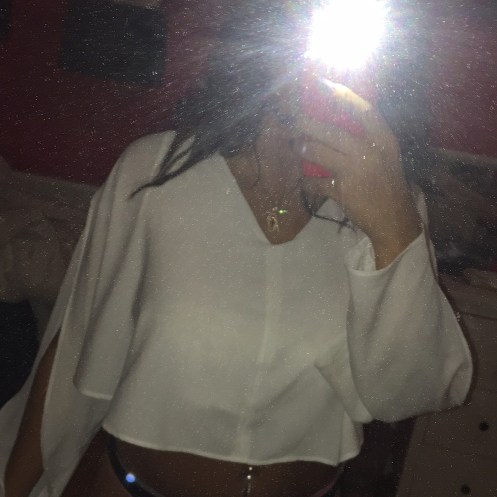 Long in back short in front white shirt