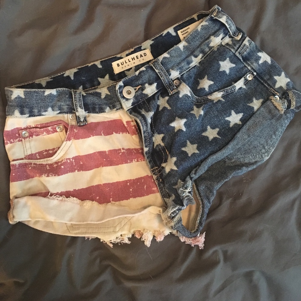 American flag denim shorts