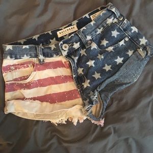 American flag denim shorts