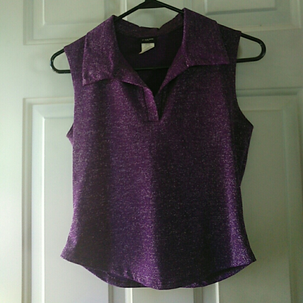 Vintage Purple & Silver Glitter Sleeveless Collar