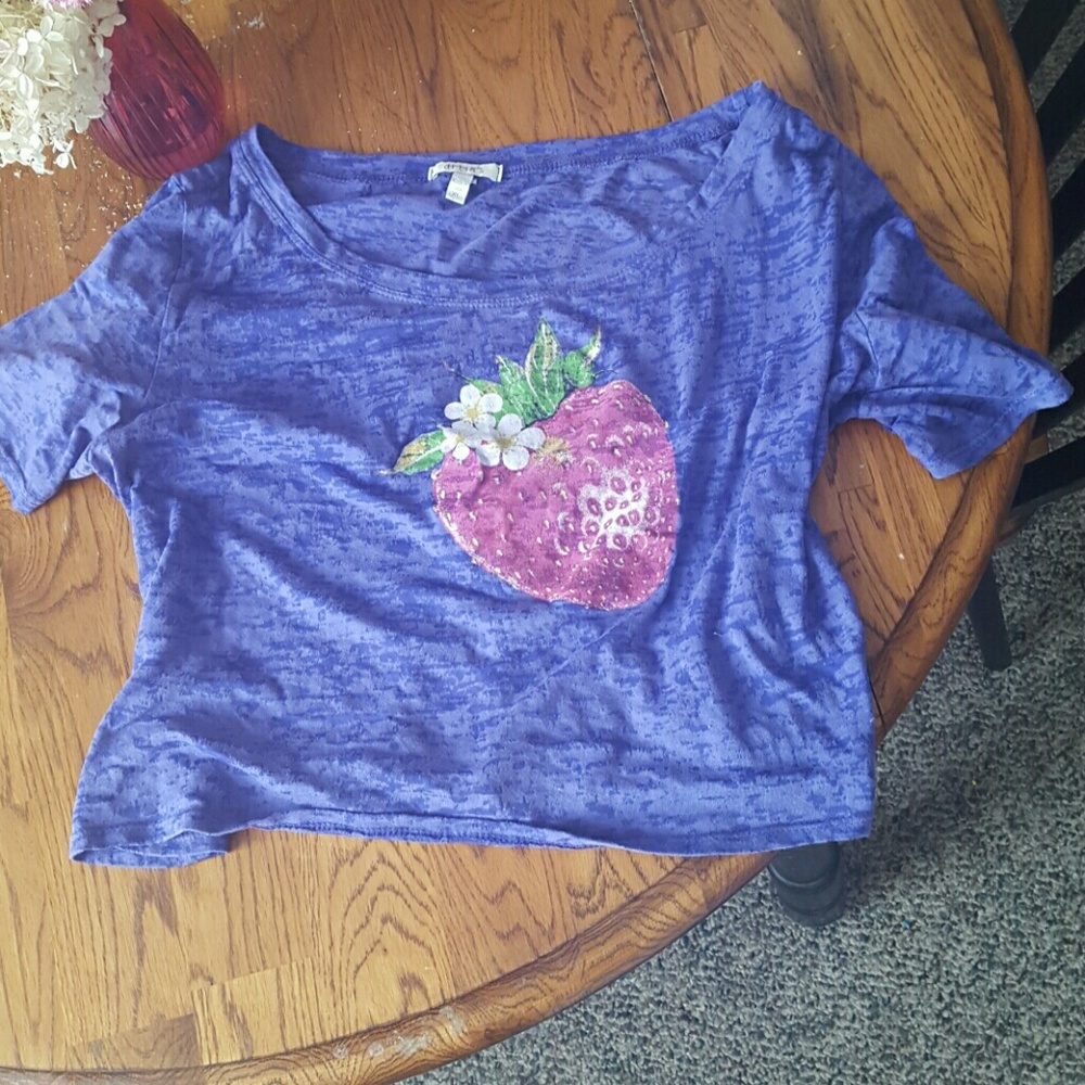 purple strawberry crop top