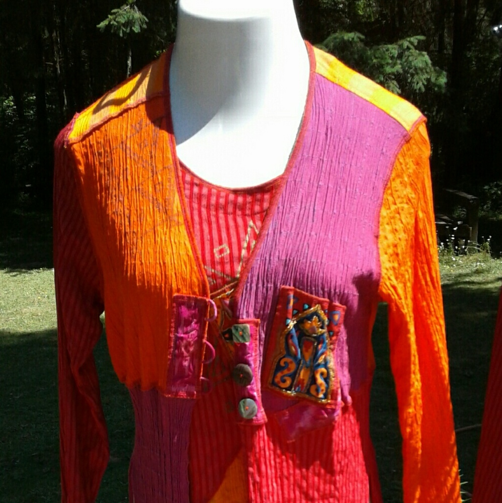 BOHO Pants Suit, 3 Piece, size M, by Faith in EUC