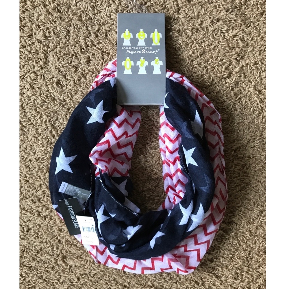 NWT American Flag Stars & Strips Infinity Scarf