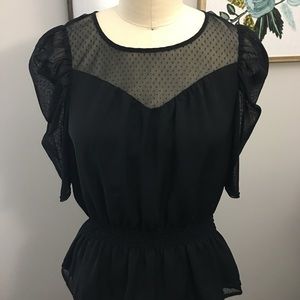 H&M Dotted Mesh and Black waisted Top