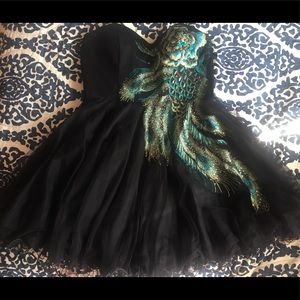 Peacock embroidered homecoming/prom dress