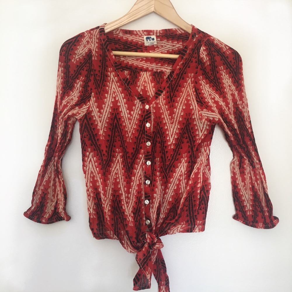 Lucky Brand X John Robshaw Tie-Front Blouse