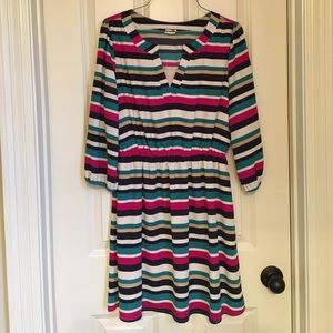 Striped Knee-Length Dress w/ Quarter Sleeves