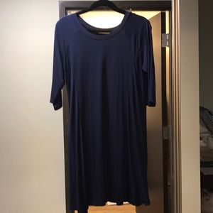 Navy Blue. Lush. Sleeved T-Shirt dress. Size L.