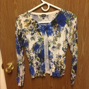 Blue Floral White Cardigan from Rafaella