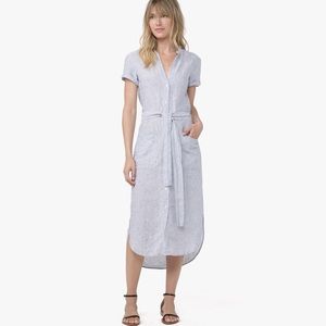 James Perse Blue Linen Stripe Shirt Dress