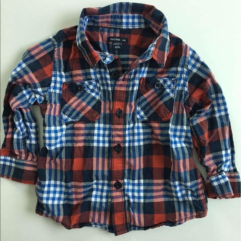 Gap Soft Plaid Button Down 18-24 mos.