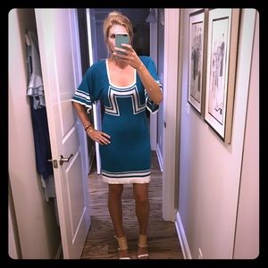 Trina Turk teal knit dress
