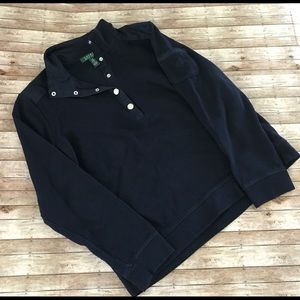Lauren Ralph Lauren Ripped Half Snap Long Sleeve